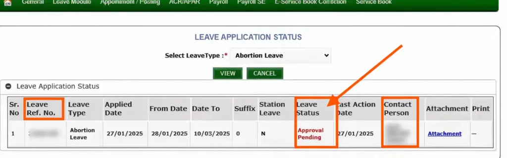 manav sampada leave status